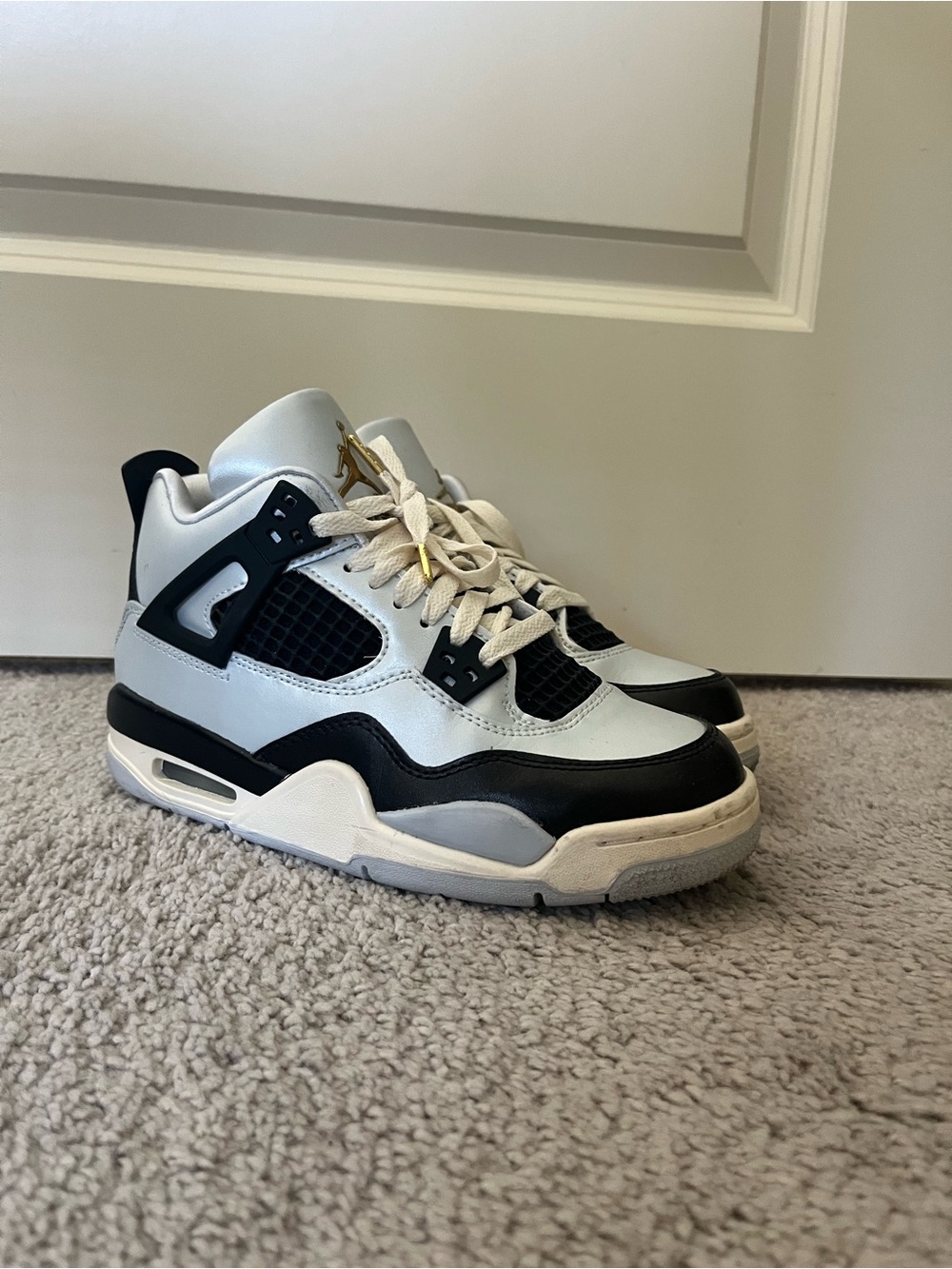 Jordan Kids Black and White Retro 4 Sneakers